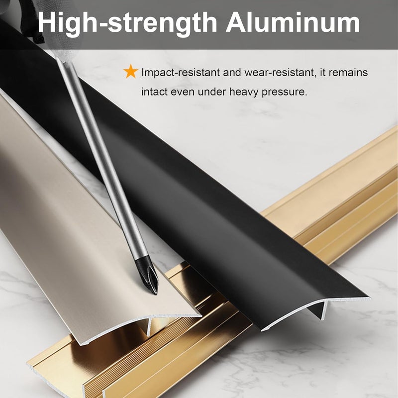 KTINITK 36” Aluminum Floor Transition Threshold Strip, Bridge The Height Gap Between 0.2 to 0.7 inches for Doorway Ramp Tiles Laminate Planks (Gray, 35.4“x1.7”) - Image 4